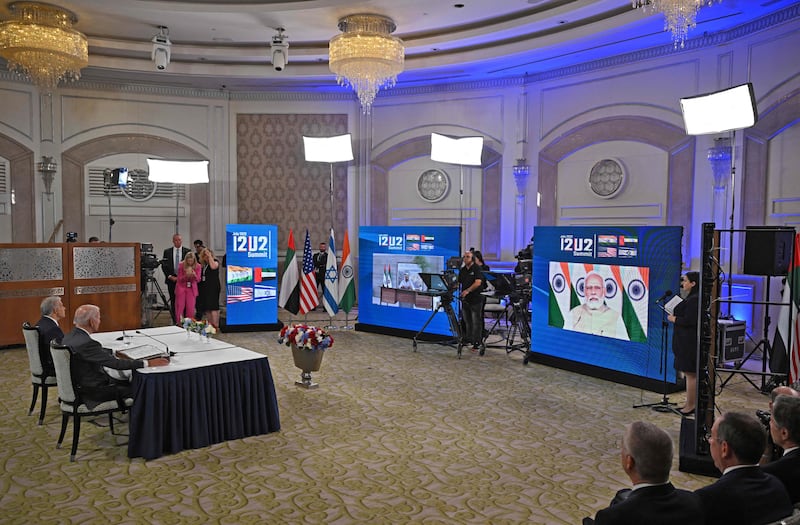 US President Joe Biden and caretaker Iraeli Prime Minister Yair Lapid address a joint press conference. AFP