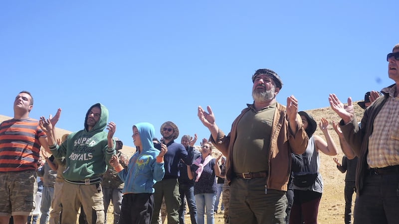 The crowd prays at the end of mass on Qornet Al Sawda, Lebanon, August 9, 2020. Photo by Aram Abdo