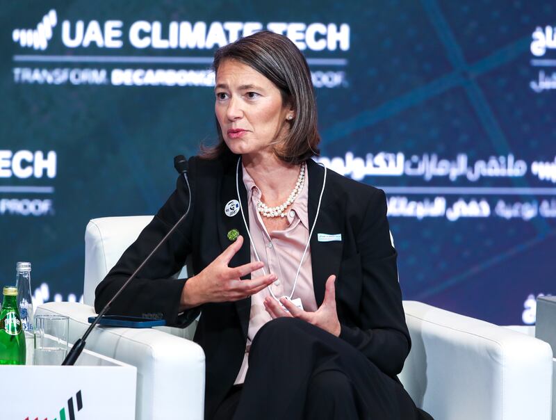 Adnoc's chief technology officer Sophie Hildebrand takes part in a panel discussion at the forum 