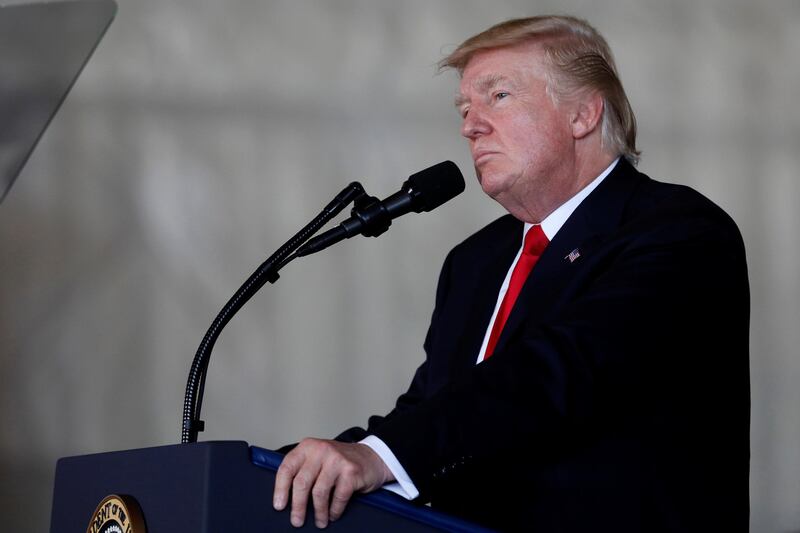 U.S. President Donald Trump participates in the commissioning ceremony of the aircraft carrier USS Gerald R. Ford at Naval Station Norfolk in Norfolk, Virginia, U.S. July 22, 2017. REUTERS/Jonathan Ernst