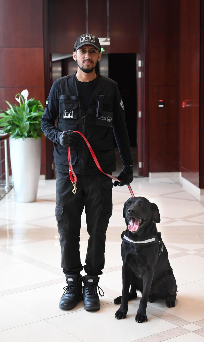 Police dog, Pule2, has been hailed for its part in a major drug operation. Courtesy: Dubai Police