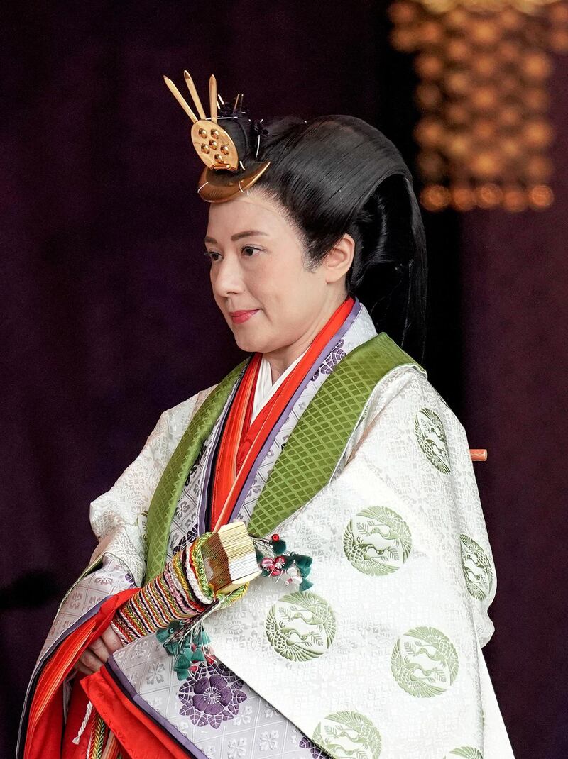 Japanese Empress Masako leaves the ceremony hall after Emperor Naruhito proclaimed his enthronement at the Imperial Palace in Tokyo, Japan.  Reuters