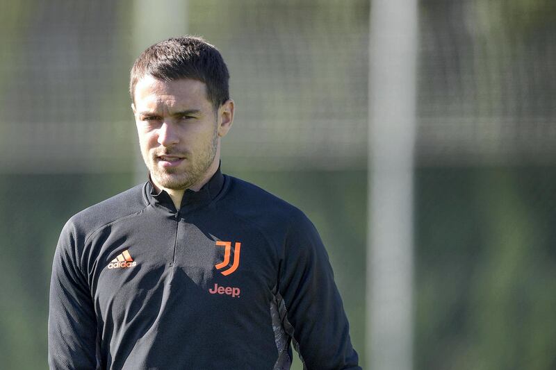 TURIN, ITALY - OCTOBER 27: Juventus player Aaron Ramsey during the UEFA Champions League training session at JTC on October 27, 2020 in Turin, Italy. (Photo by Daniele Badolato - Juventus FC/Juventus FC via Getty Images)