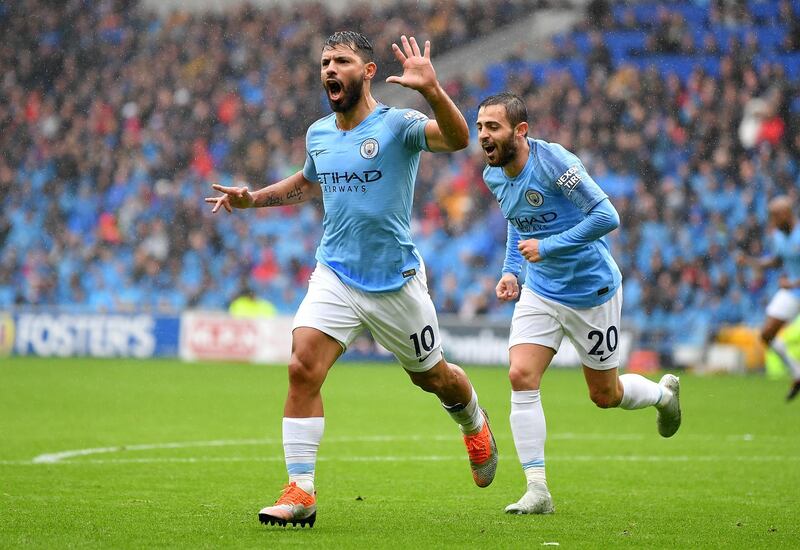 Striker: Sergio Aguero (Manchester City) – Marked his new contract and his 300th Manchester City start in fine style with a well-taken goal in the thrashing of Cardiff. Getty Images