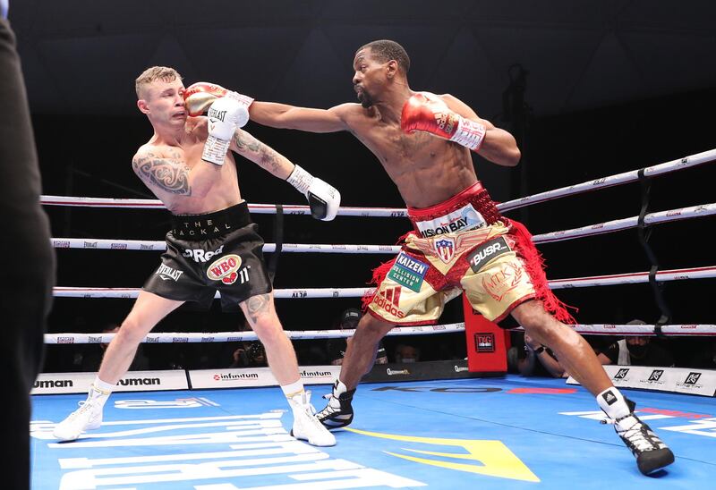 Jamel Herring jabs Carl Frampton.