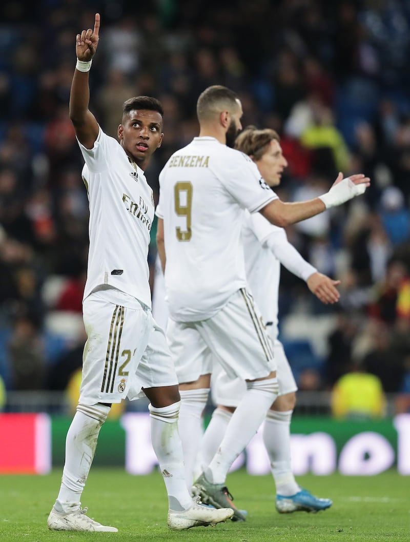 More celebrations for Rodrygo after completing his hat-trick against Galatasaray. Getty