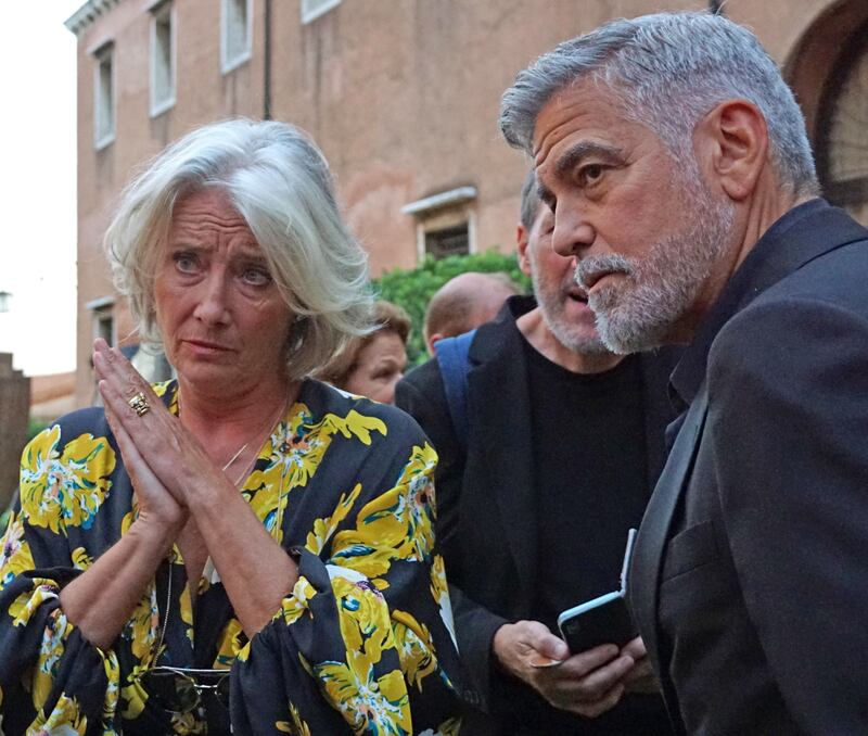 British actor Emma Thompson with Clooney in Venice. EPA