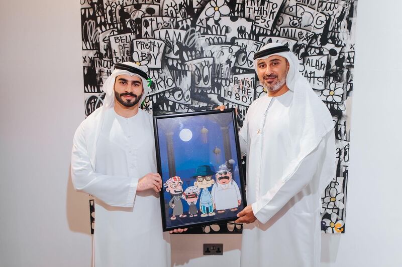 Sheikh Humaid Bin Khalid Al Qasimi (Left) with Mohamed Al Banna, chief executive of Lead Ventures. Courtesy Crypto Oasis Company.