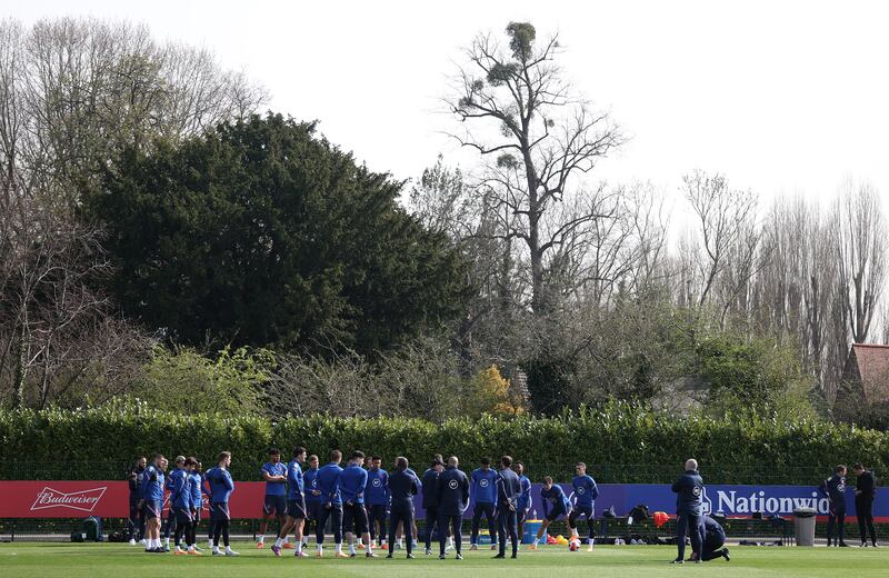 The England squad during training at Tottenham Hotspur Training Centre. Getty
