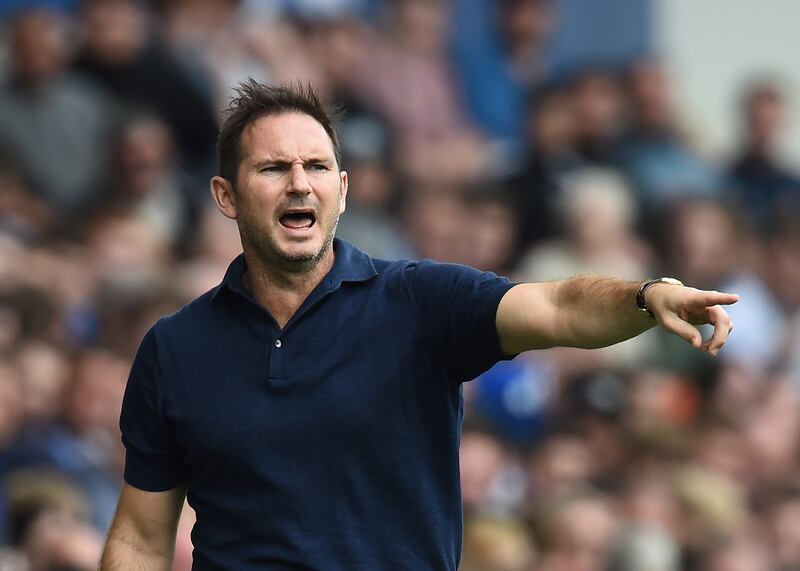 Everton manager Frank Lampard watches the action. EPA