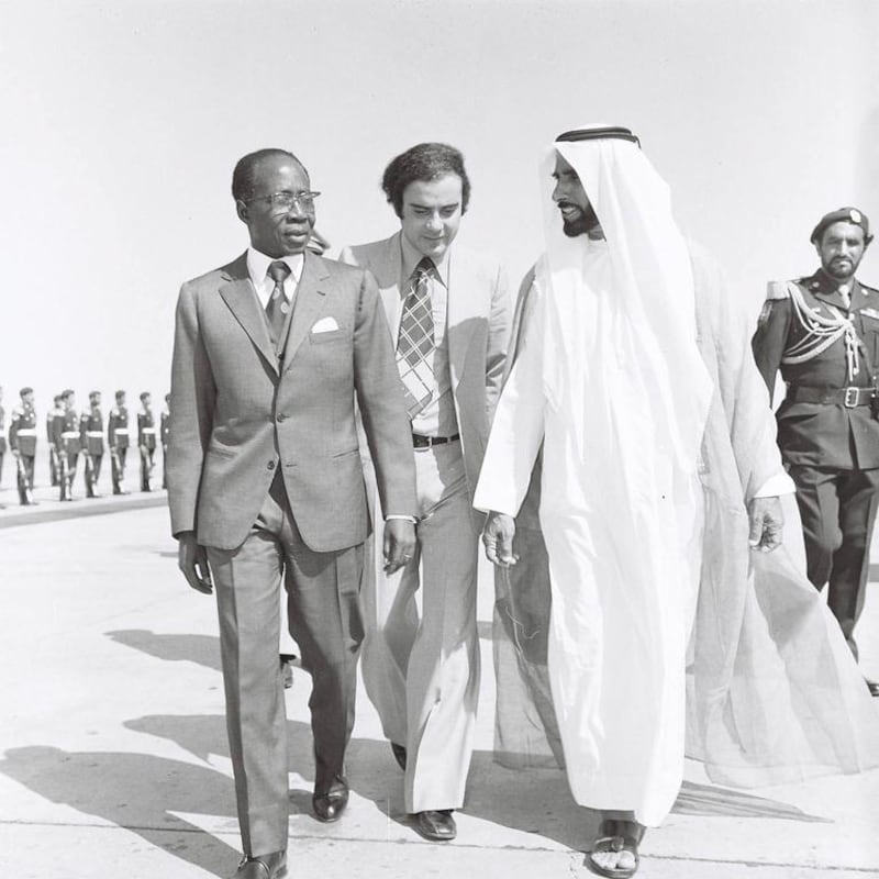Senegal president Léopold Sédar Senghor made a deep impression on Sheikh Zayed for his ‘intellect and literature’, recalls Zaki Nusseibeh, cultural adviser at the UAE Ministry of Presidential Afffairs, who is between the two men. Al Ittihad