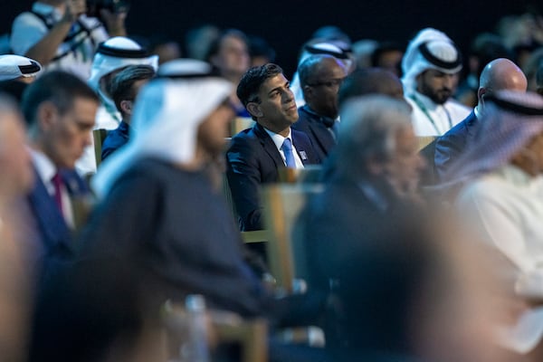 A face in the crowd: Rishi Sunak at the opening session of Cop28 in Dubai