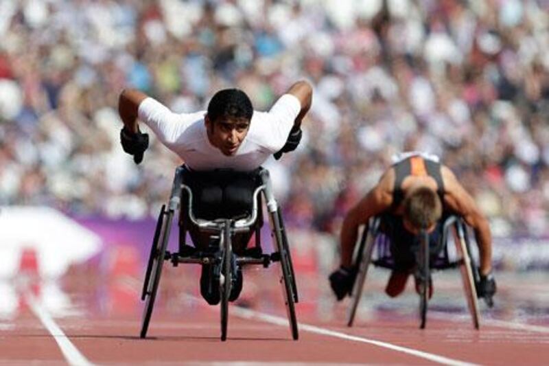 Mohammed Hammadi, left, will be back on the track on Saturday competing in his final event of the Games.