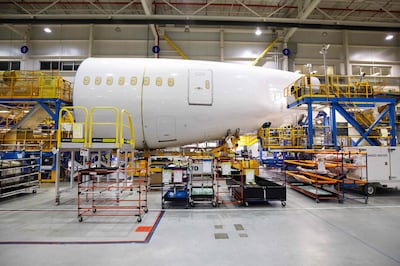 Boeing 787 Dreamliner under production at the company's manufacturing facility in South Carolina. AFP