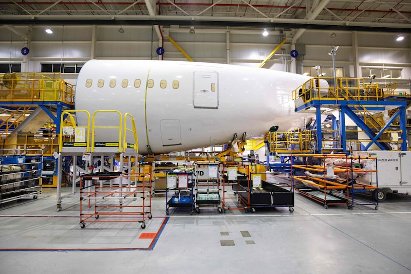 An under-production 787 Dreamliner at the Boeing manufacturing facility in North Charleston, South Carolina. AFP