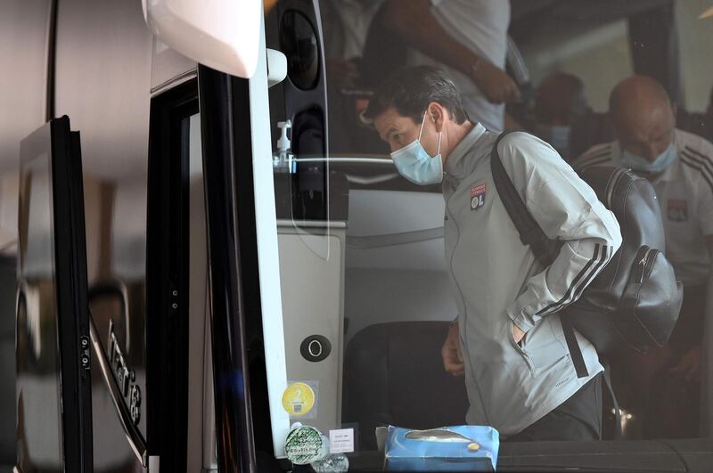 Lyon's French coach Rudi Garcia arrives at the team hotel in Cascais. AFP