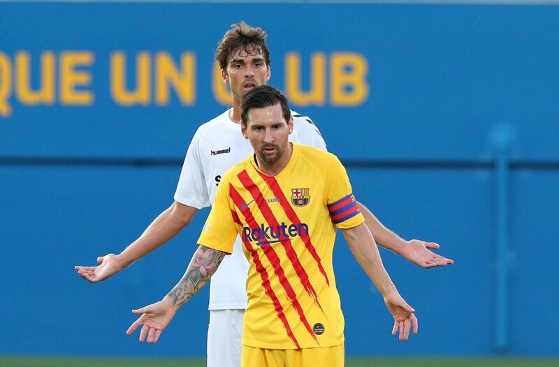 Lionel Messi in action during a pre-season friendly between Barcelona and with Gimnastic. Reuters