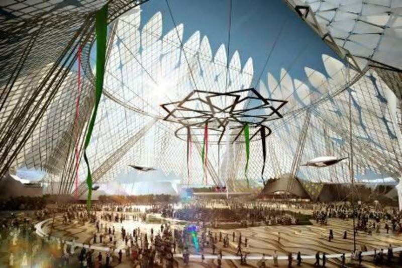 An artist's impression of the proposed Al Wasl Plaza Dubai Expo 2020 site. Courtesy Dubai Expo 2020