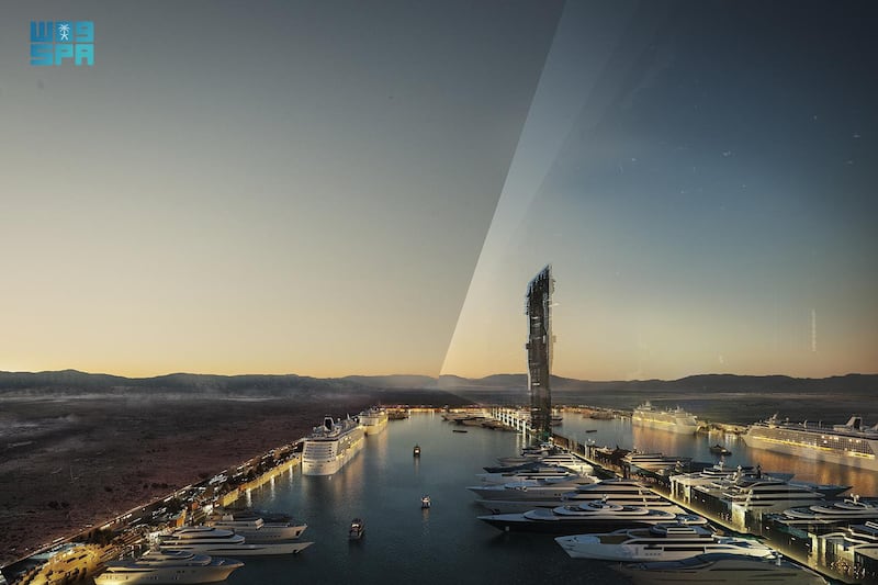 A rendering of The Line on Neom. Photo: Spa