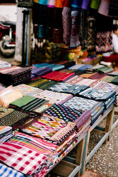 Silk scarves for sale in Luang Prabang. Avani