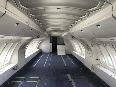 The inside of the 747 plane on sale in Ras Al Khaimah. Courtesy Falcon Aircraft Recycling
