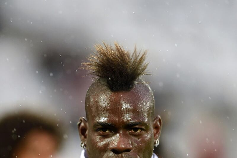 Nice's Italian forward Mario Balotelli looks on during the warm up prior to a match between Bordeaux and Nice at the Matmut Atlantique stadium in Bordeaux. AFP