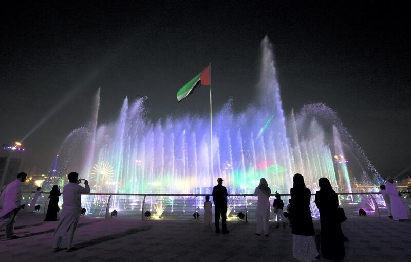 AL WATHBA, UNITED ARAB EMIRATES- A fountain and light show at Sheikh Zayed Heritage.  Leslie Pableo for The National