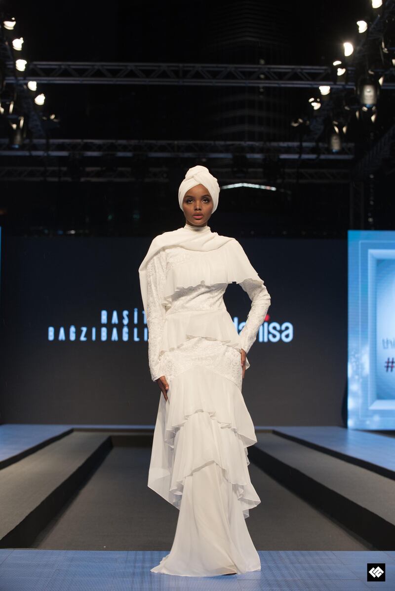 Halima Aden at Dubai Modest Fashion Week in December 2017.