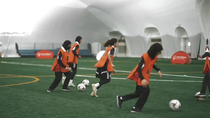 The UAE Special Olympics women’s football team in training. All photos: Special Olympics UAE