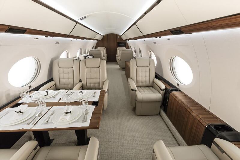 Gulfstream’s G650 ER has huge windows that flood the cabin with light. Courtesy Gulfstream