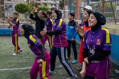 A team celebrates during the match in southern Beirut. Matt Kynaston 