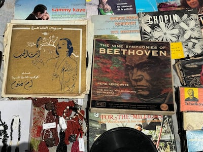 Vinyl albums by Umm Kulthum and Beethoven among the diverse offerings at Cairo's weekly Diana Market. Kamal Tabikha / The National