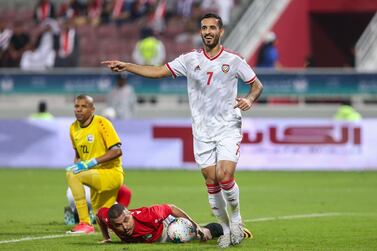 UAE forward Ali Mabkhout was the leading international goalscorer in 2019. AFP