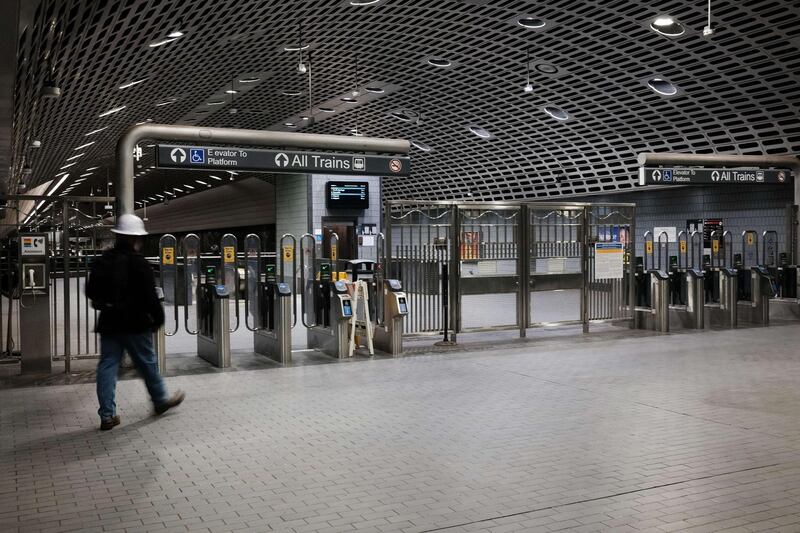 Few people use the Metropolitan Atlanta Rapid Transit Authority (MARTA) system in downtown Atlanta where tourism and businesses have been hard hit by coronavirus.  AFP