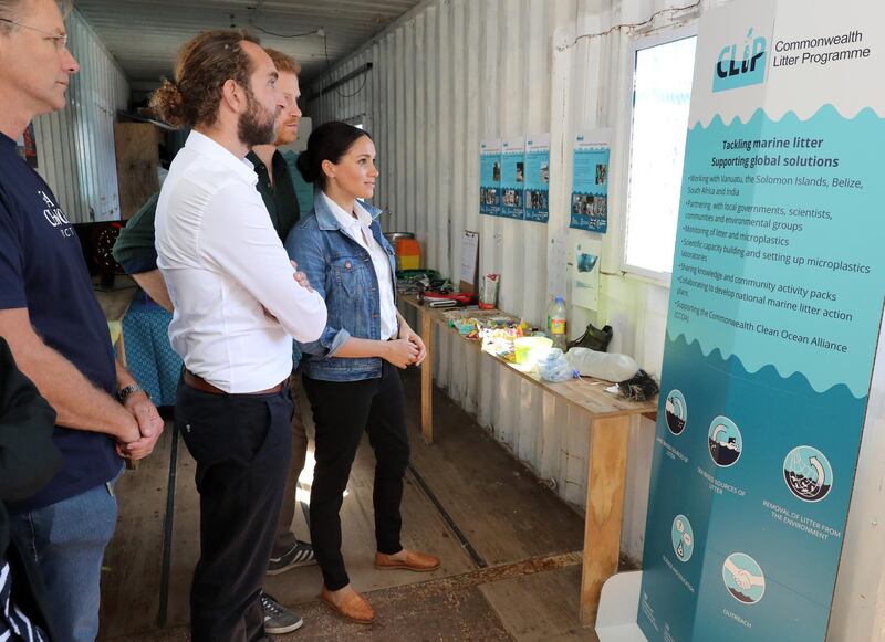 Prince Harry, Duke of Sussex and Meghan, Duchess of Sussex visit Waves for Change, an NGO, at Monwabisi Beach in Cape Town, South Africa. Waves for Change supports local surf mentors to provide mental health services to vulnerable young people living in under resourced communities. Getty Images
