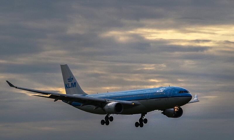 A KLM Airbus A330-200 aircraft lands at Pinto Martins International Airport in Fortaleza, Ceara state, Brazil, on May 03, 2018. - The aircraft will do the route Forataleza-Paris, which was inaugurated Thursday by French-Dutch Air France-KLM in partnership with Brazilian airline Gol. The inauguration of this flight to a little developed corner of Brazil highlights European airlines' attempt to bring the continents together, catching up with far more dominant routes between South and North America. (Photo by Fabio LIMA / AFP)