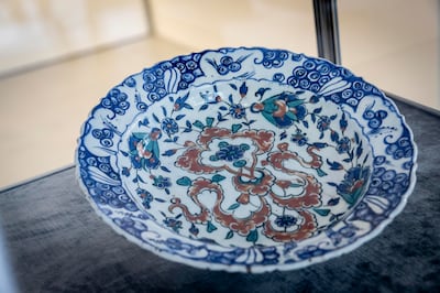 The Iznik pottery dish on display. Antonie Robertson / The National