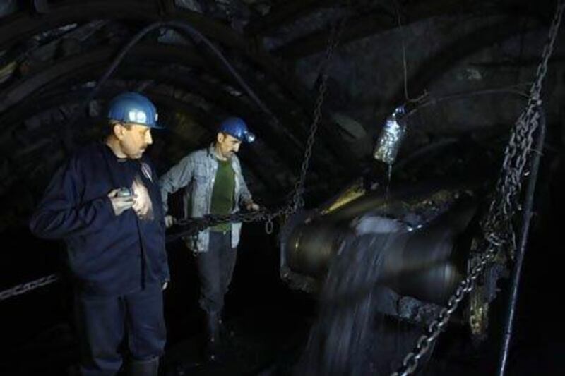 Miners work in a coal mine in Zonguldak on the Black Sea. Osman Orsal / Reuters