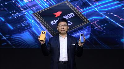 Richard Yu, Huawei’s executive director and chief executive of consumer business group, while launching Mate 40 series. Courtesy Huawei