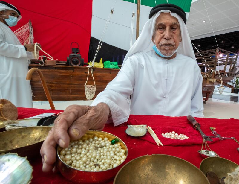Pearl diver Hathbor Al Rumaithi attends Adihex. Victor Besa / The National