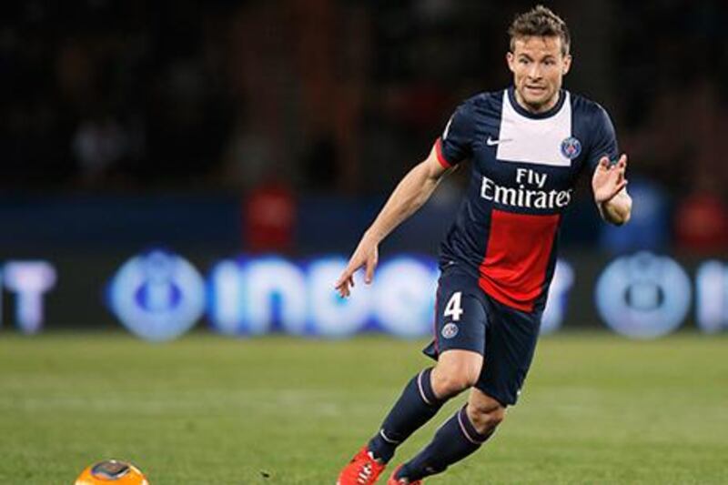 Yohan Cabaye was stretchered off after a tackle in PSG's game against Lille. Dean Mouhtaropoulos / Getty Images