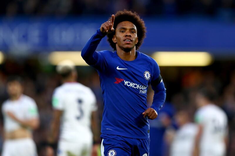 Right midfield: Willian (Chelsea) – Took his tally to five goals in as many games as he opened the deadlock in a storming display against Crystal Palace. Clive Rose / Getty Images