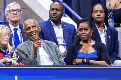 Former US President Barack Obama and his wife former US First Lady Michelle Obama were in attendance in Arthur Ashe Stadium. AFP