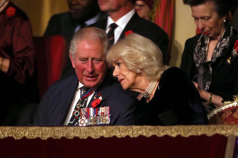 Prince Charles, Prince of Wales, and Camilla, Duchess of Cornwall, attend the annual Royal British Legion Festival of Remembrance. AFP