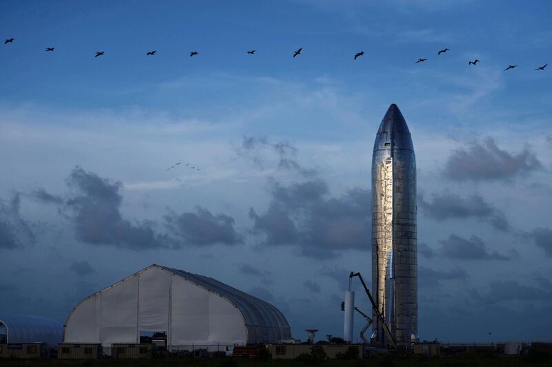 A prototype of SpaceX's Starship spacecraft is seen before SpaceX's Elon Musk gives an update on the company's Mars rocket Starship in Boca Chica, Texas US. Reuters