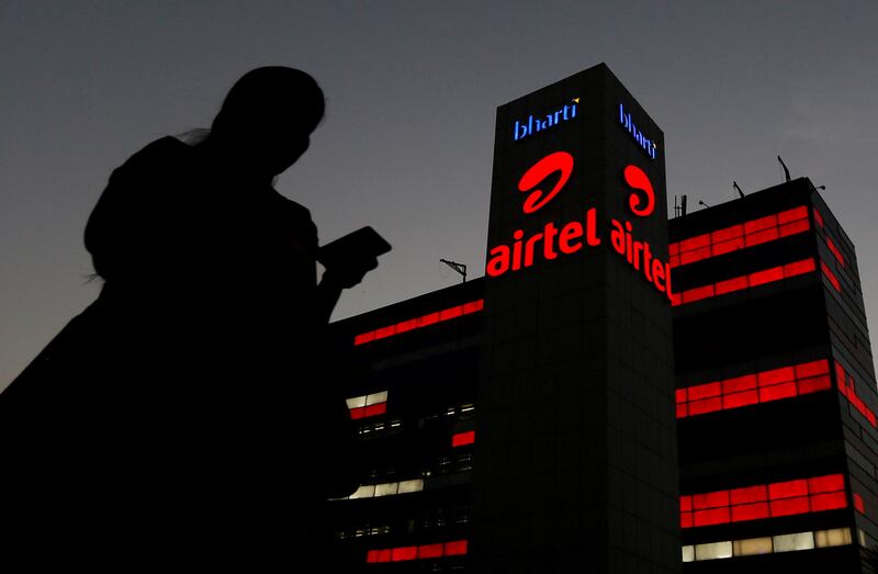 Bharti Airtel office building in Gurugram on the outskirts of New Delhi, India. Bharti’s shares surged 1.2 per cent on Friday after the announcement that Google was buying into the carrier. Reuters