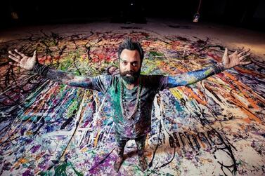 Sacha Jafri created the world's largest canvas painting in Dubai. Courtesy Sacha Jafri