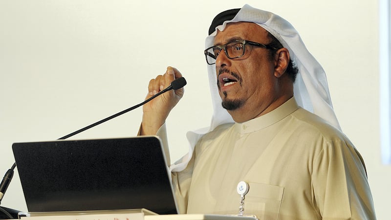 Dubai, March 12, 2018:Lt.General Dhahi Khalfan Tamim gestures during the Hemaya International Forum in Dubai. Satish Kumar for the National/ Story by Nawal Al Ramahi