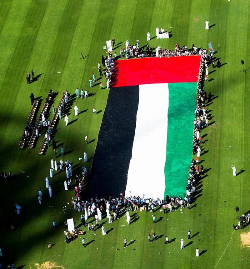 The UAE has broken yet another Guinness World Record for forming the country’s biggest flag out of pencils at the Emirates Palace Abu Dhabi square on the occasion of its 43rd National Day. Courtesy Security Media 