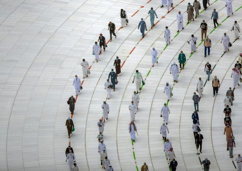 Muslim pilgrims circumambulating around the Kaaba, Islam's holiest shrine, at the centre of the Grand Mosque in the holy city of Mecca. AFP